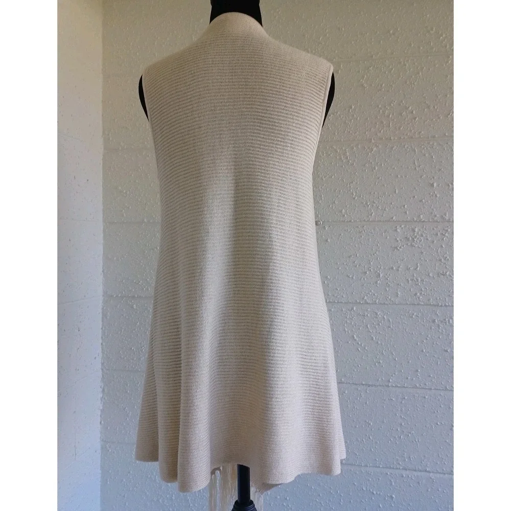Lilly Pulitzer Cream Metallic Knit Waterfall Fringe Cardigan Vest Large Womens‎
